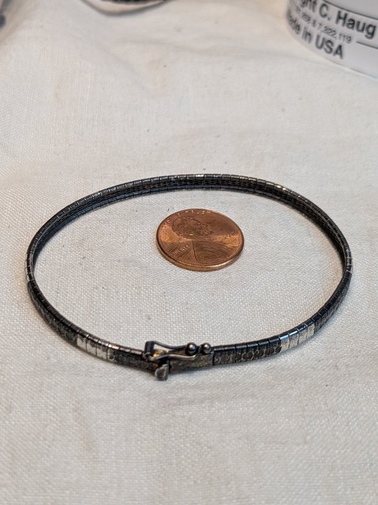 Vintage Italian Sterling Silver Twotone Mesh Omega Bracelet